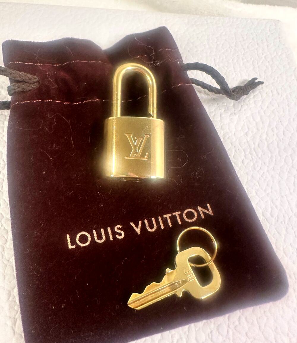Authentic Louis Vuitton Brass Padlock #310 with Matching Key & Vintage Dust Bag